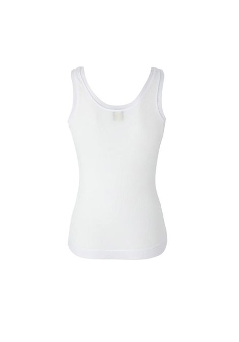 Canotta Pinko donna Clark 105168 A2LU Bianca viscosa semitrasparente modello a coste spalline sottili aderente PINKO | Canotte | 105168 A2LUZ04